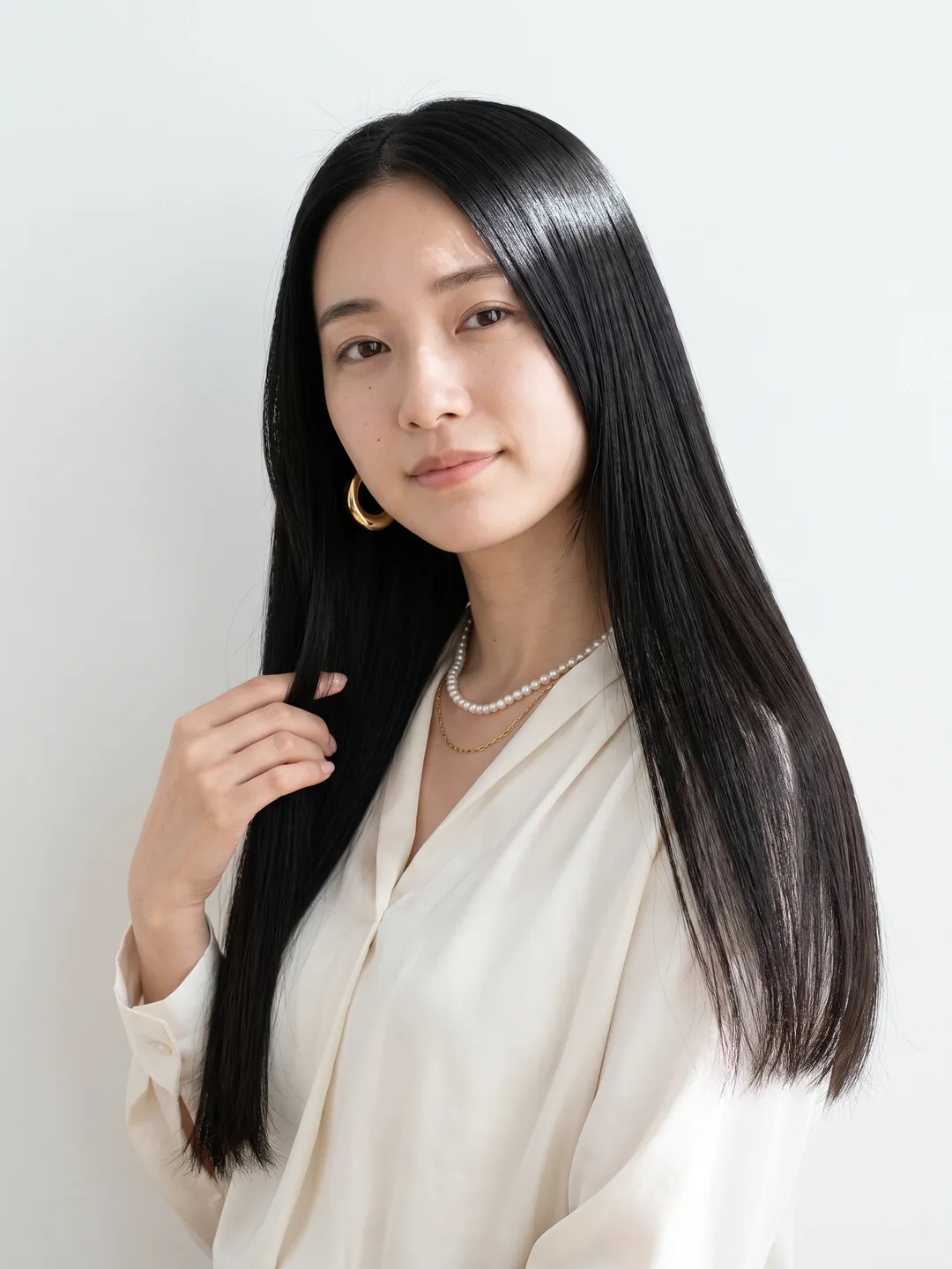 黒髪のロングストレート